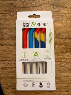 Klean Kanteen Stainless Steel Straw Set – Reusable with Silicone Tops